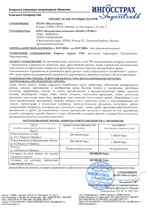 Полис страхования Ингосстрах Европа 2012-2013